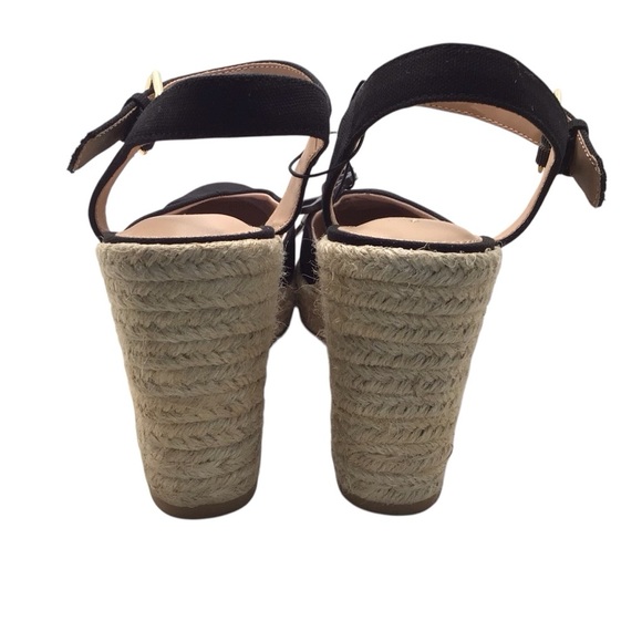 Time and Tru Women’s Espadrille Wedge Sandals Black Ankle Strap Size 8 or 10 - Picture 4 of 7